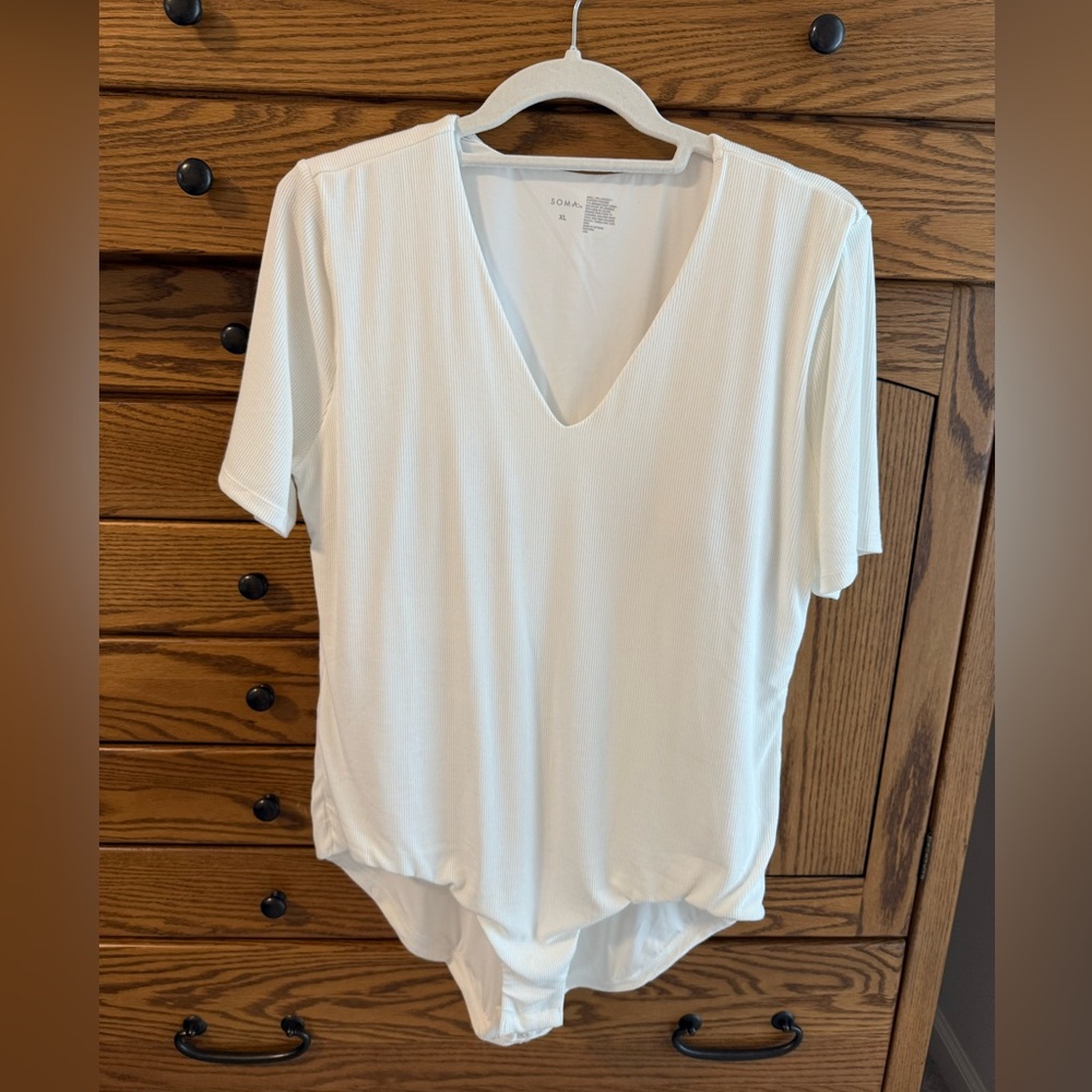 Soma White V-Neck Bodysuit